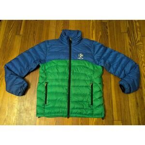 RLX Ralph Lauren Size Medium Mens Blue/Green Goose Down Fill Winter Jacket Coat